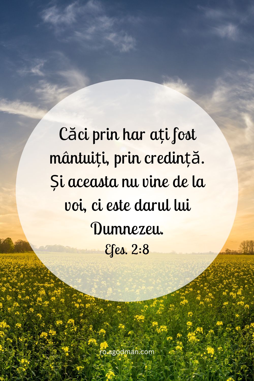 Căci prin har ați fost mântuiți, prin credință. Și aceasta nu vine de la voi, ci este darul lui Dumnezeu. Efes. 2:8