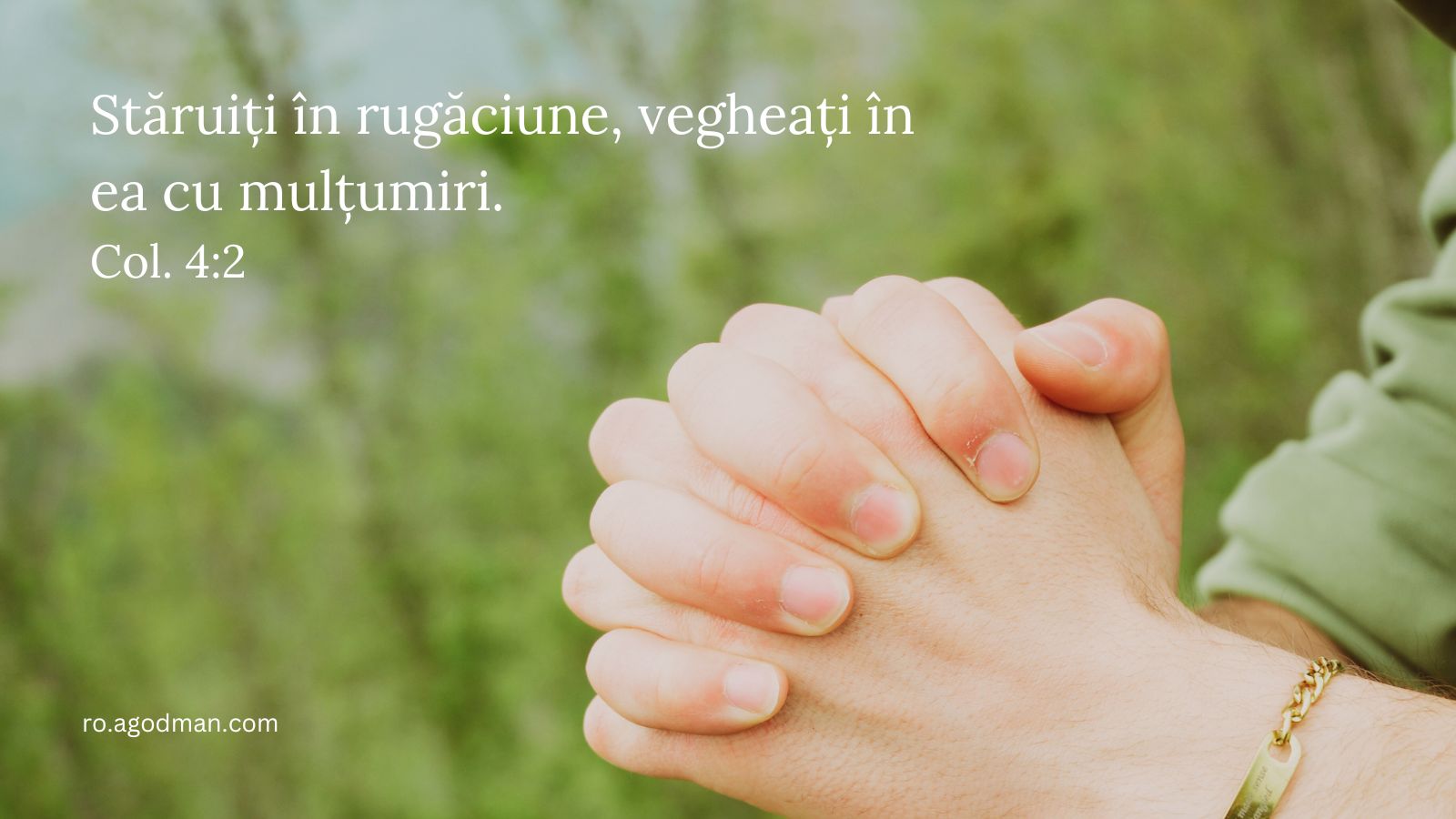 Stăruiți în rugăciune, vegheați în ea cu mulțumiri. Col. 4:2